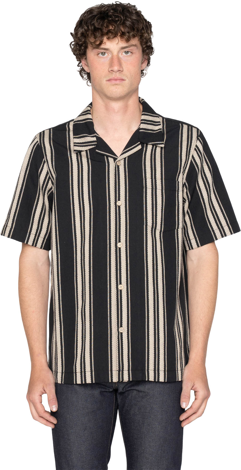Aloha Shirt - Dobby Bands - Natural - Men's