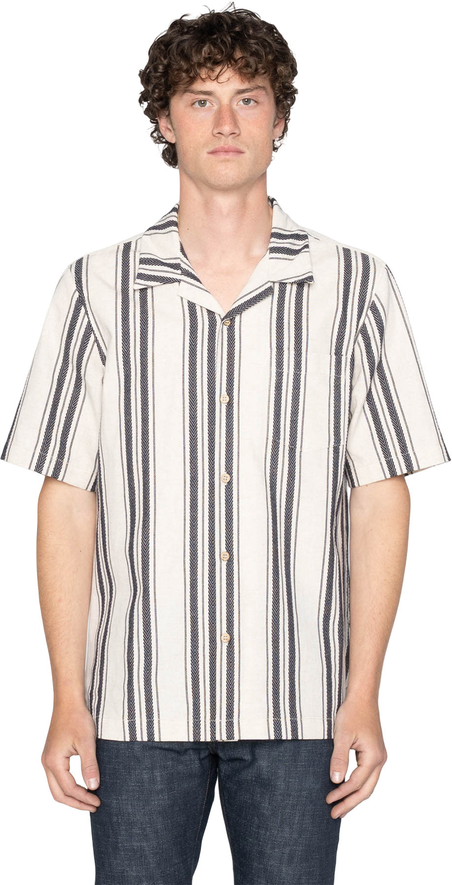 Aloha Shirt - Dobby Bands - Natural - Men's