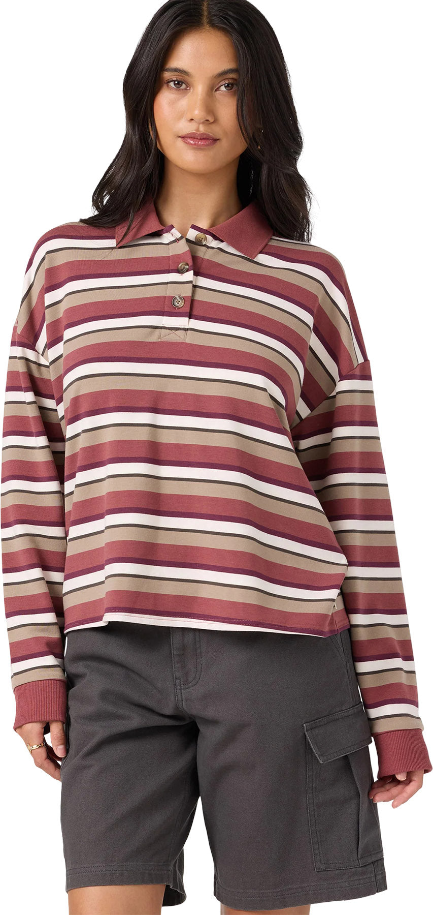 OG Kyra Long Sleeve Crop Polo - Women's