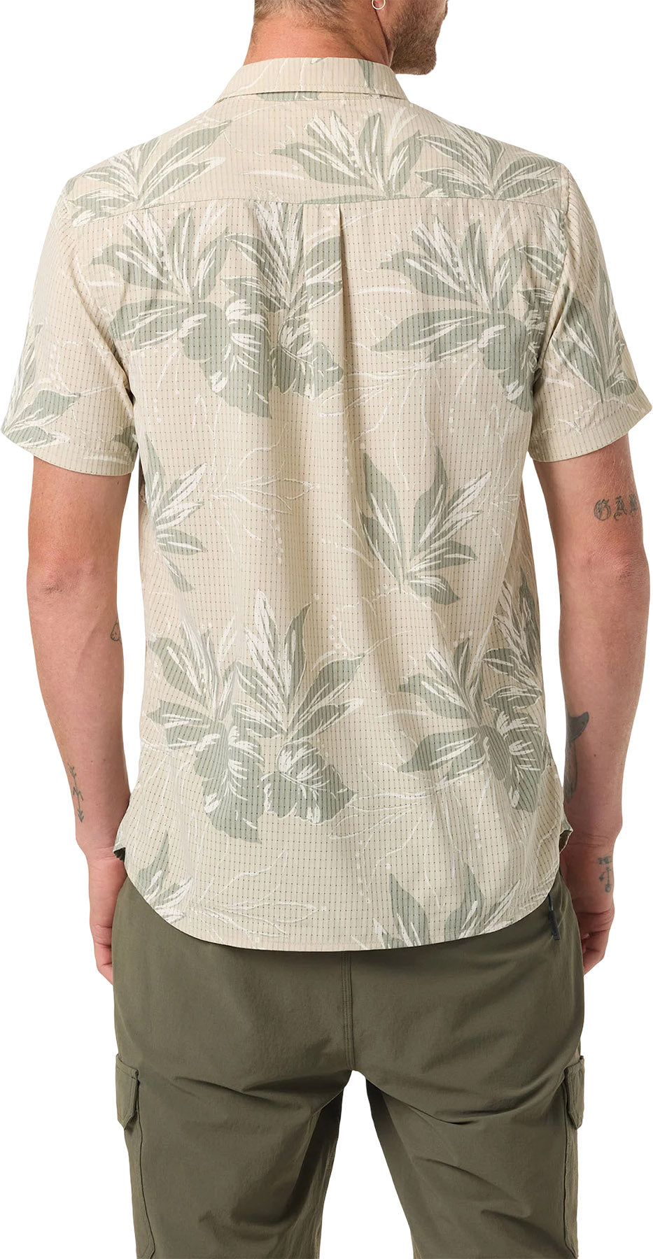 TRVLR Perforated Printed Standard Fit Short Sleeve Woven Shirt - Men's