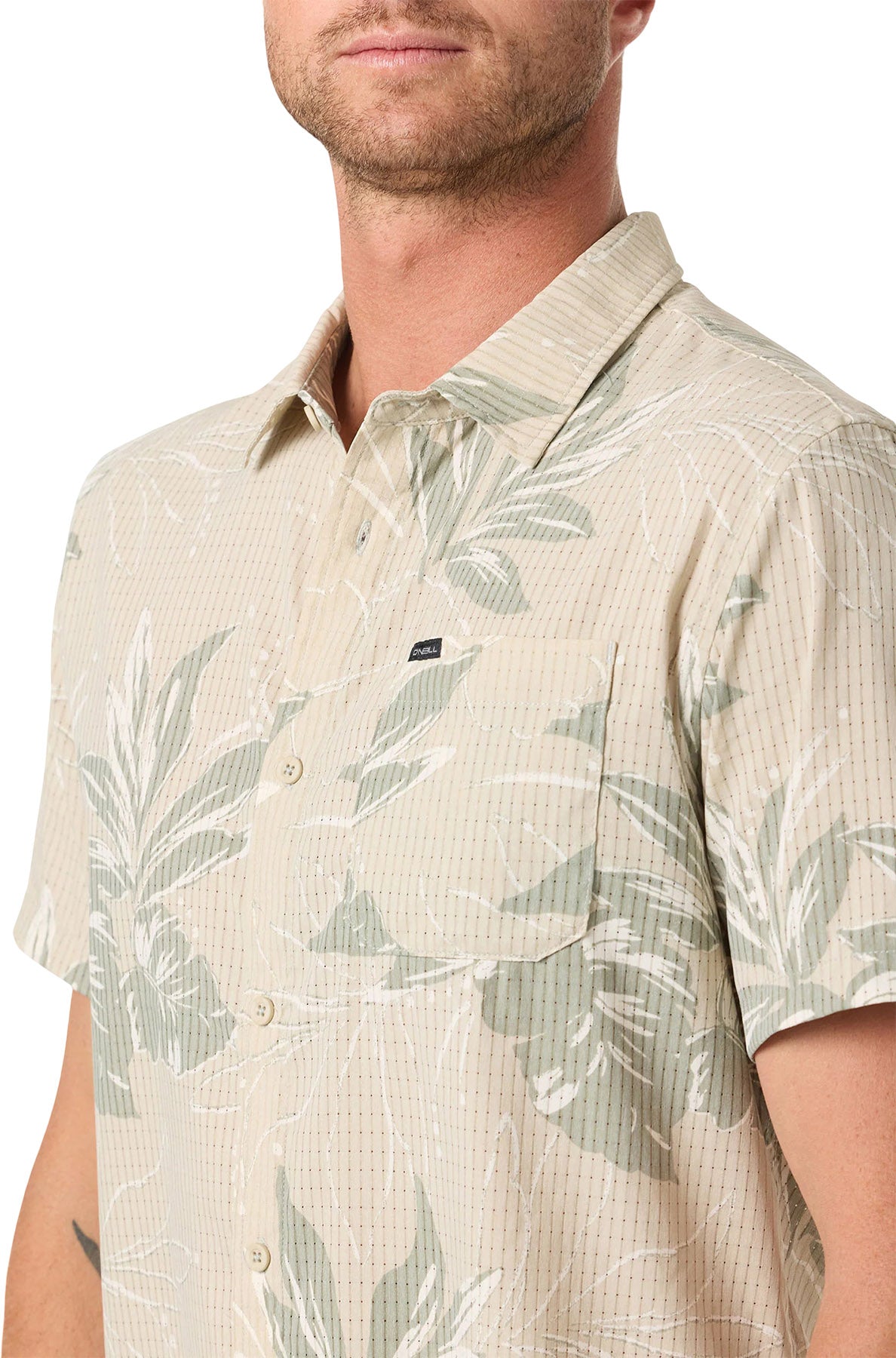 TRVLR Perforated Printed Standard Fit Short Sleeve Woven Shirt - Men's