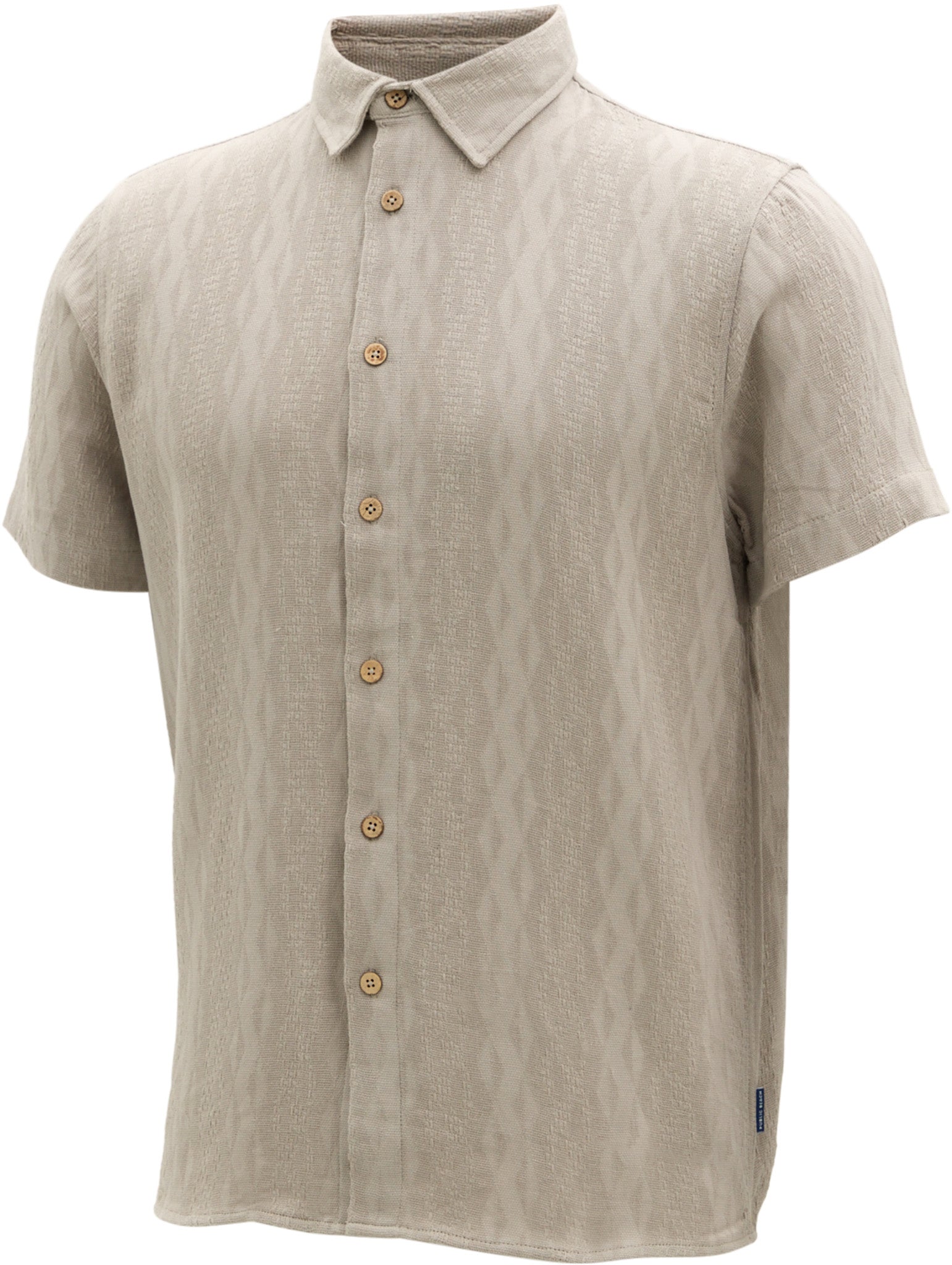 Short Sleeve Knit Textured Button Up Shirt - Men's
