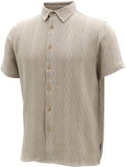 Short Sleeve Knit Textured Button Up Shirt - Men's