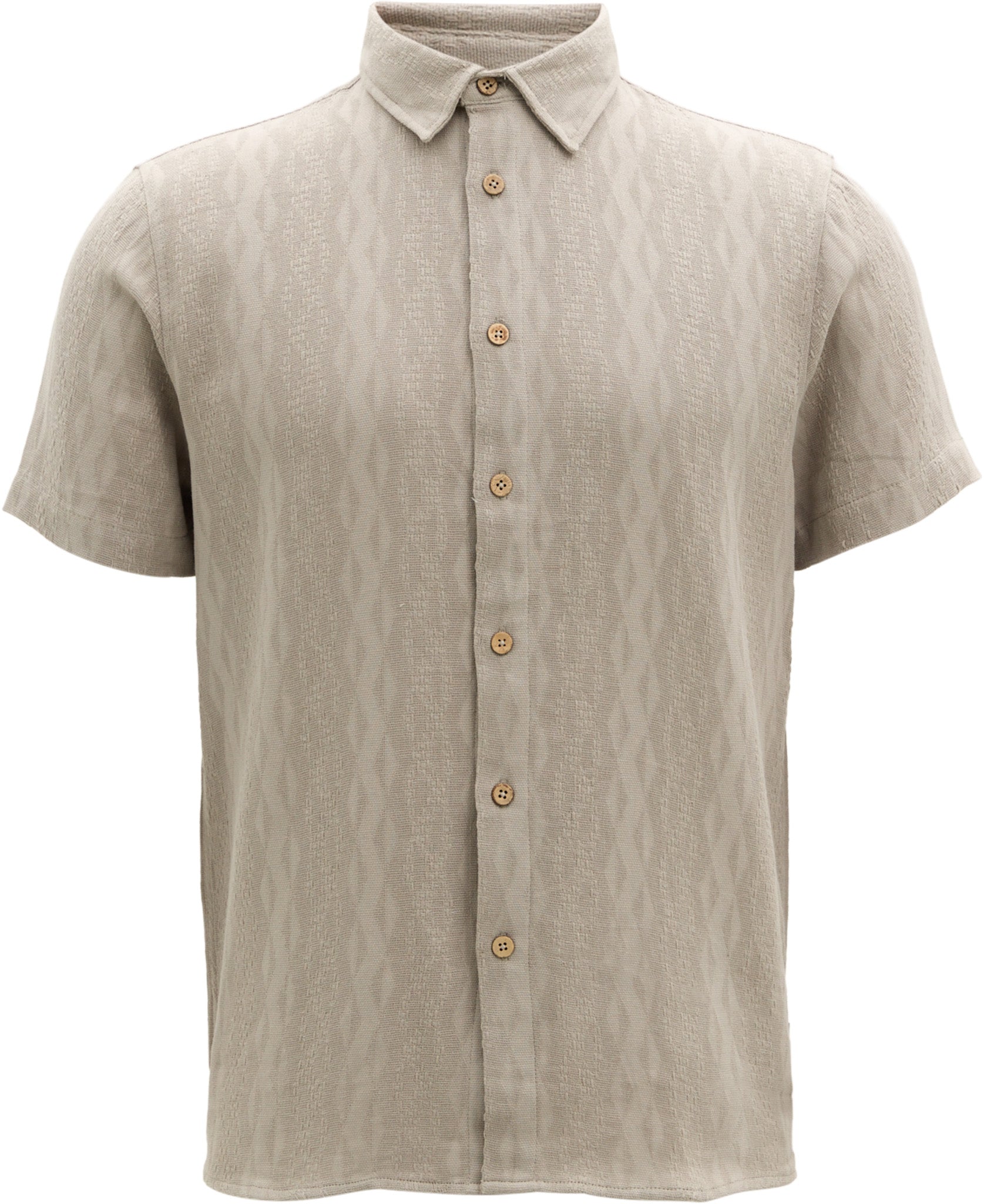 Short Sleeve Knit Textured Button Up Shirt - Men's