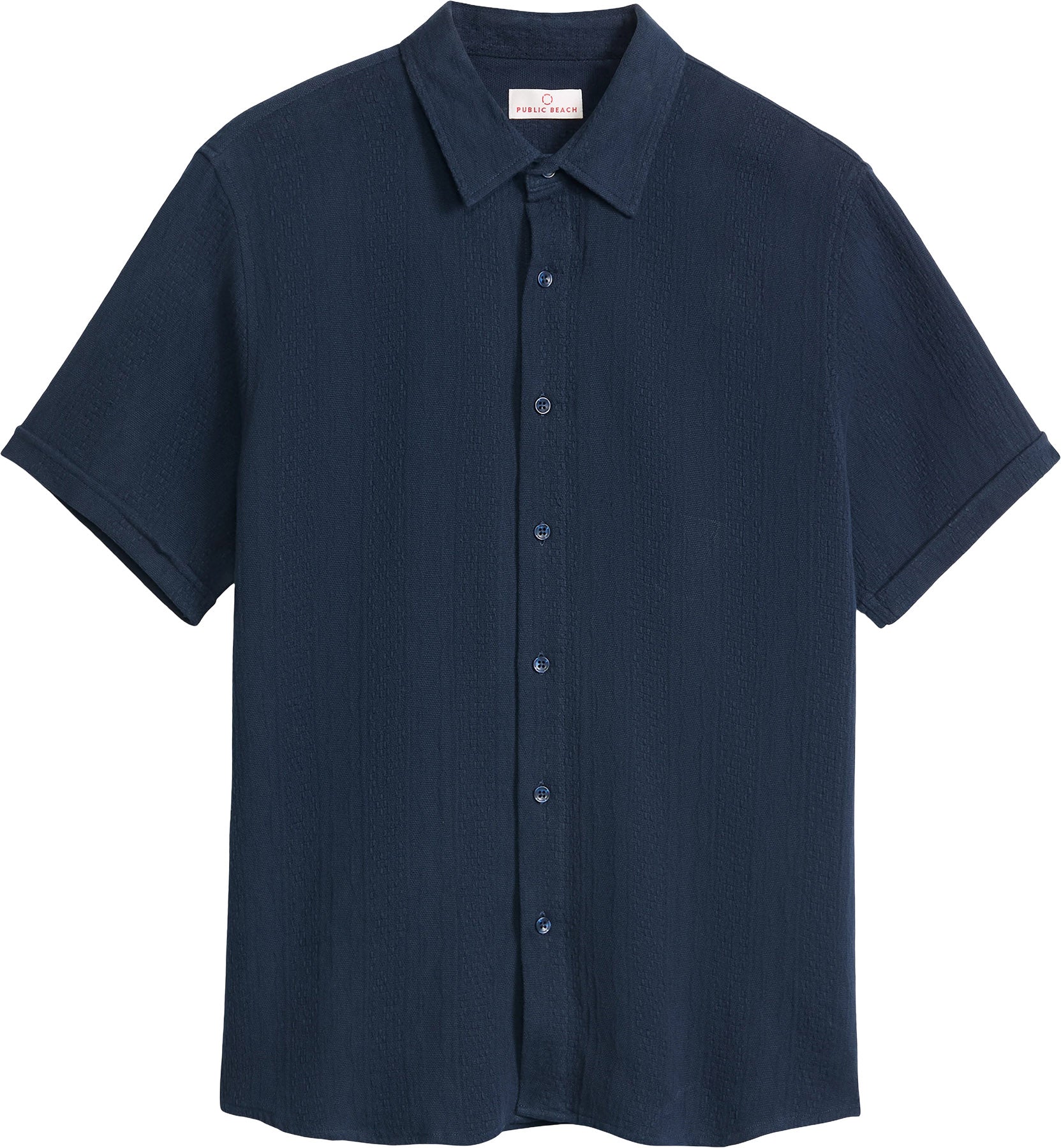 Short Sleeve Knit Textured Button Up Shirt - Men's