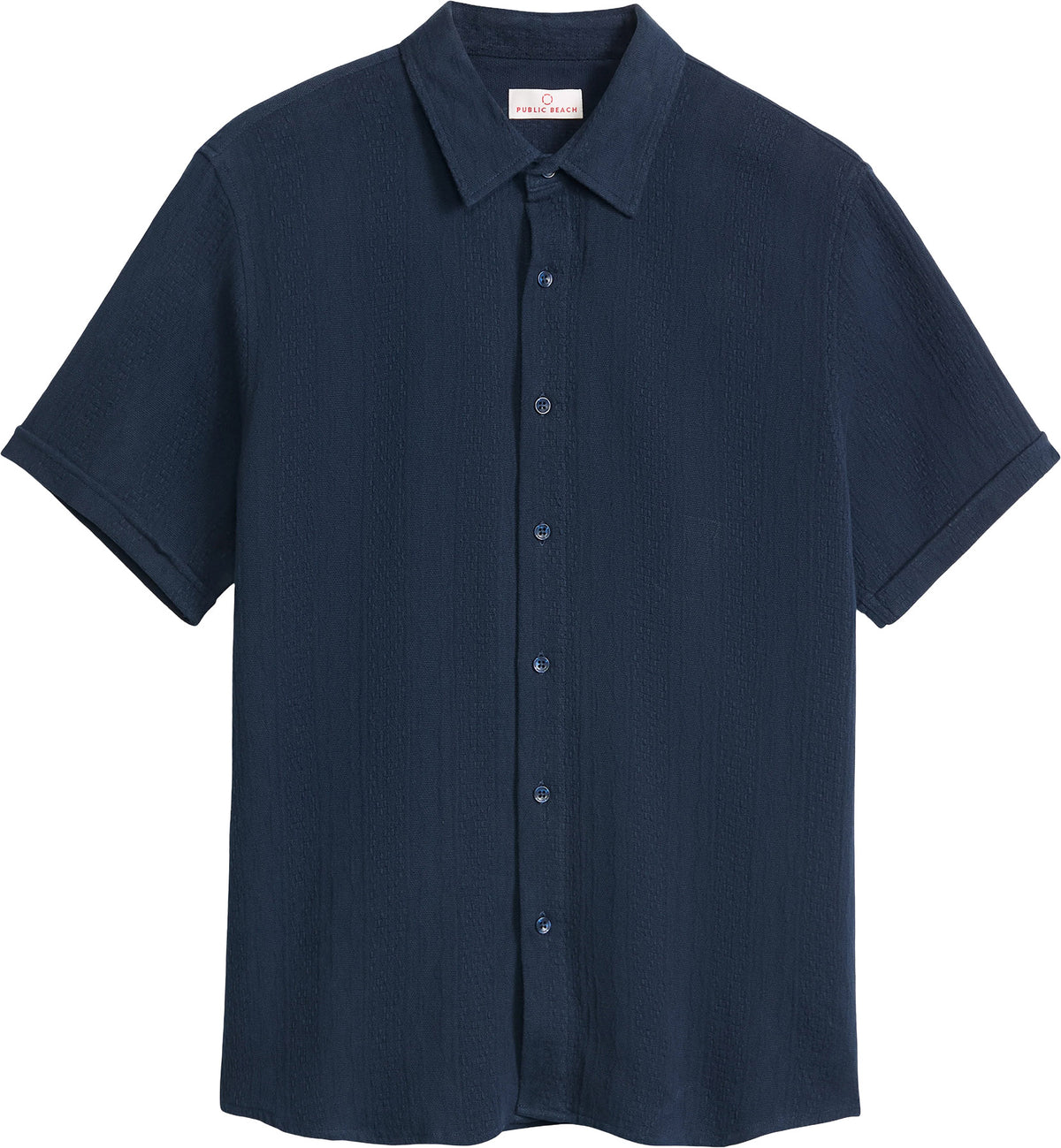 Short Sleeve Knit Textured Button Up Shirt - Men's