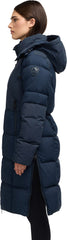 Zaniah Long Channel Quilted Puffer Jacket with Removable Hood - Women's