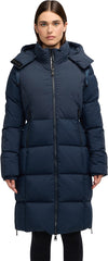 Zaniah Long Channel Quilted Puffer Jacket with Removable Hood - Women's