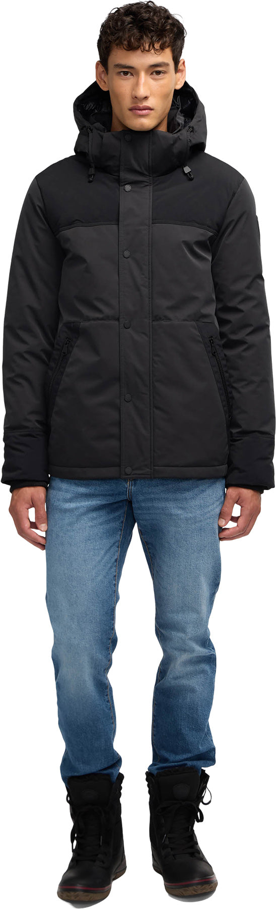 Wiyot Mixed-Media Puffer Jacket with Removable Hood - Men's