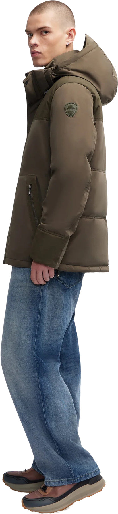 Wiyot Mixed-Media Puffer Jacket with Removable Hood - Men's