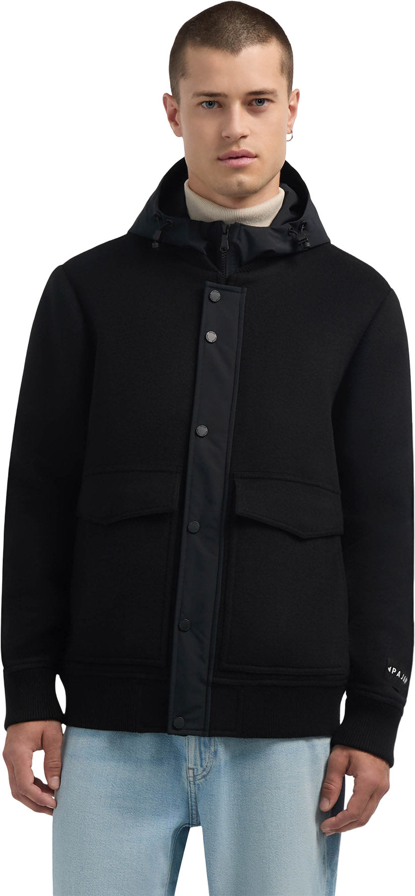 Hader Wool Blend Bomber Jacket with Removable Hooded Bib - Men's