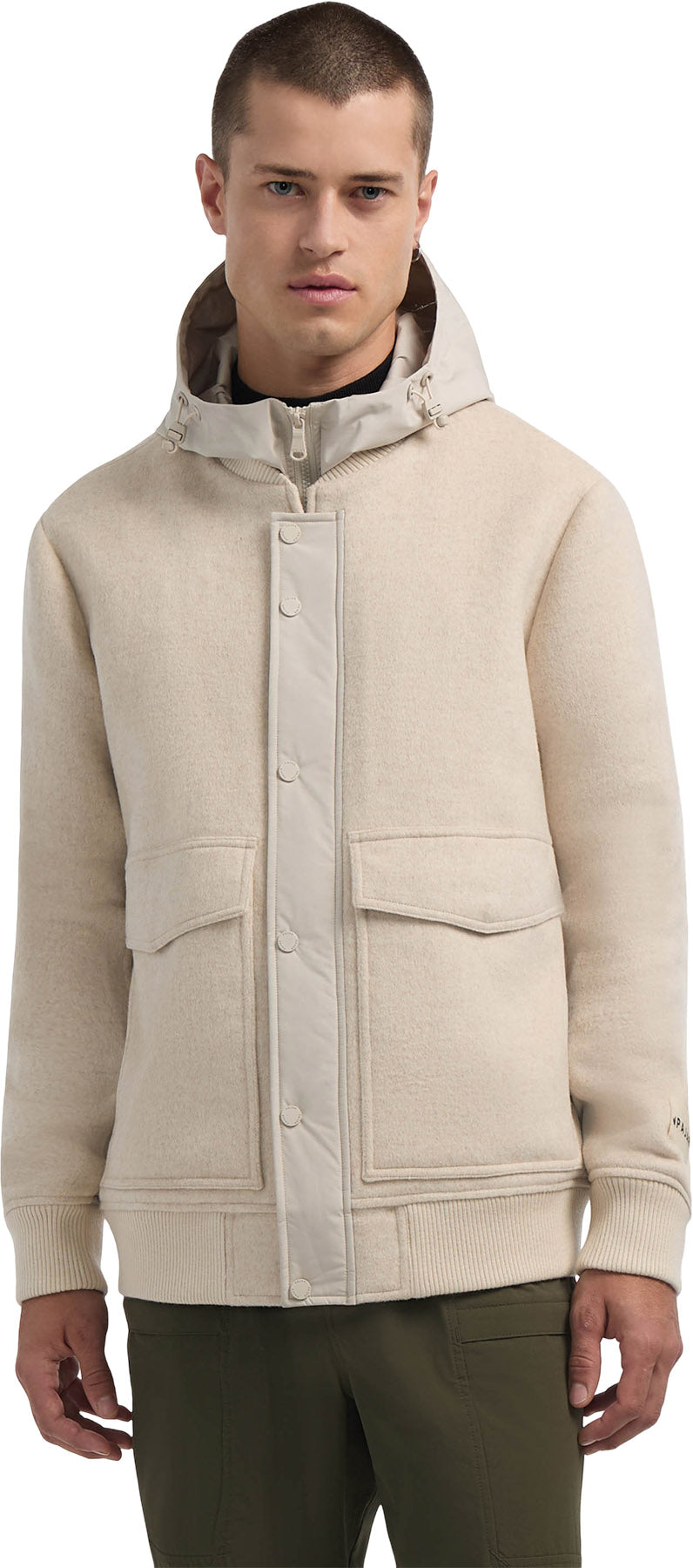 Hader Wool Blend Bomber Jacket with Removable Hooded Bib - Men's