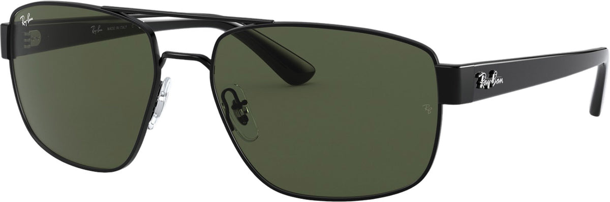 RB3663 Sunglasses - Polished Black - G-15 Green Lens - Unisex