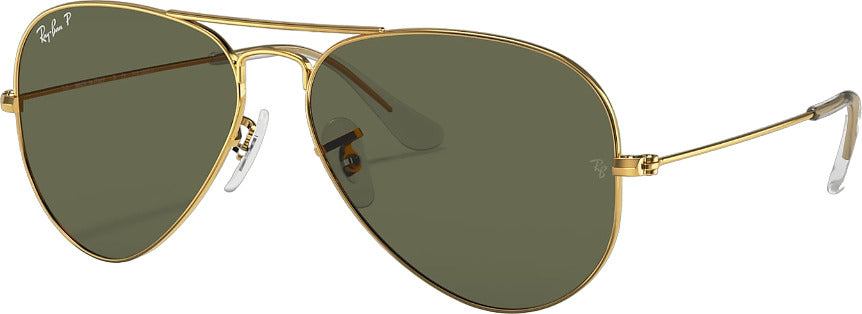 Aviator Classic Sunglasses - Polished Gold - Green Lens