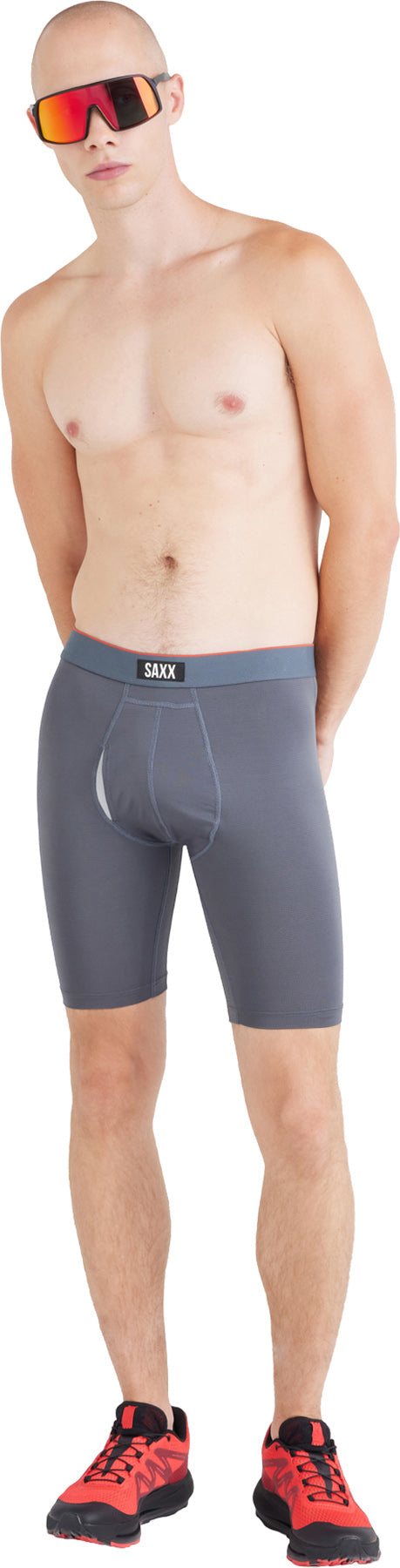 Multi-Sport Mesh Performance Long Boxer Brief with Fly 8" - Men's
