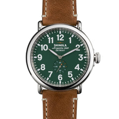 The Runwell 47mm - Tan Leather Strap + Green Dial Watch - Men's