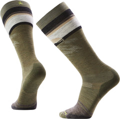 Snowboard Targeted Cushion Mountain Sunrise Print Over The Calf Socks - Men's