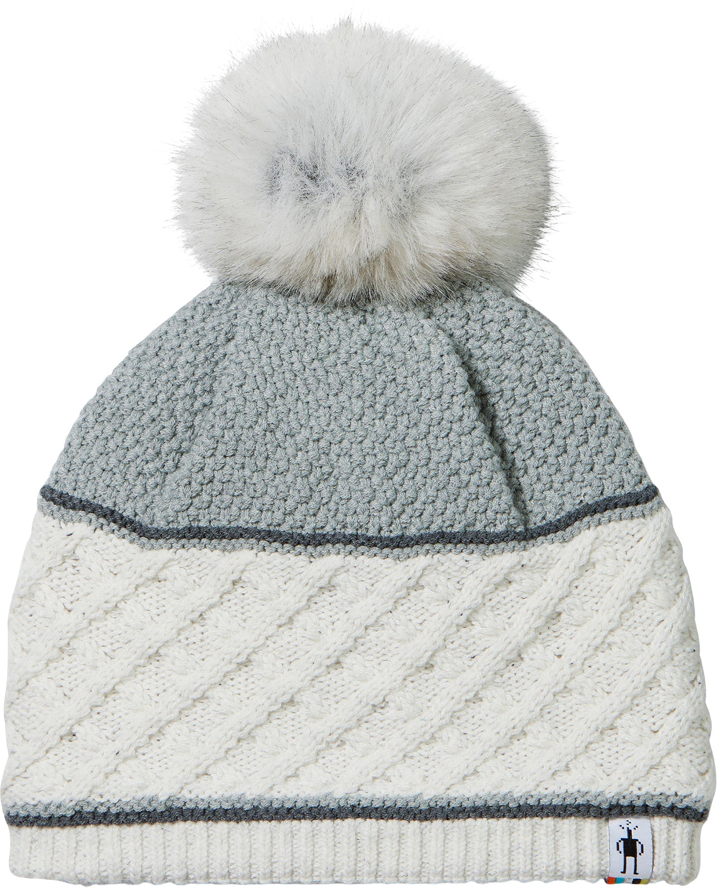 Cable Knit Colorblock Pom Beanie - Women's