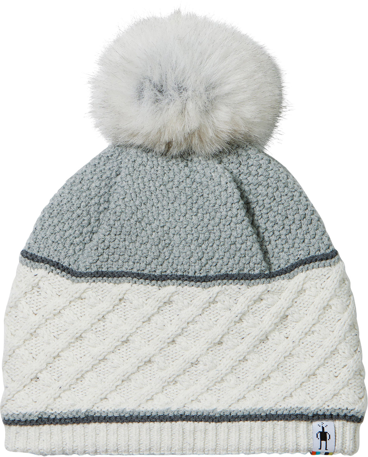 Cable Knit Colorblock Pom Beanie - Women's