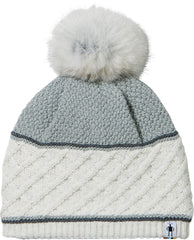 Cable Knit Colorblock Pom Beanie - Women's