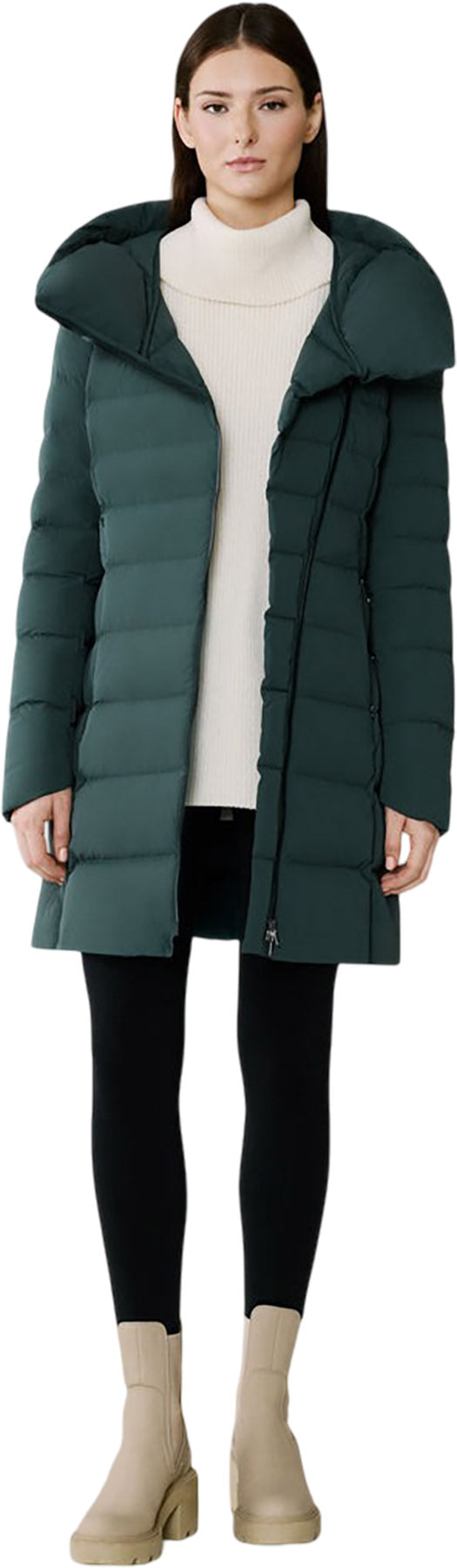 Judy-M Stretch Down Coat with Hood - Women's 