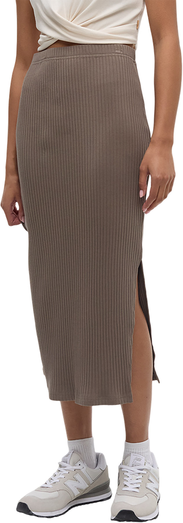 High-Rise Knit Rib Midi Skirt - Women's