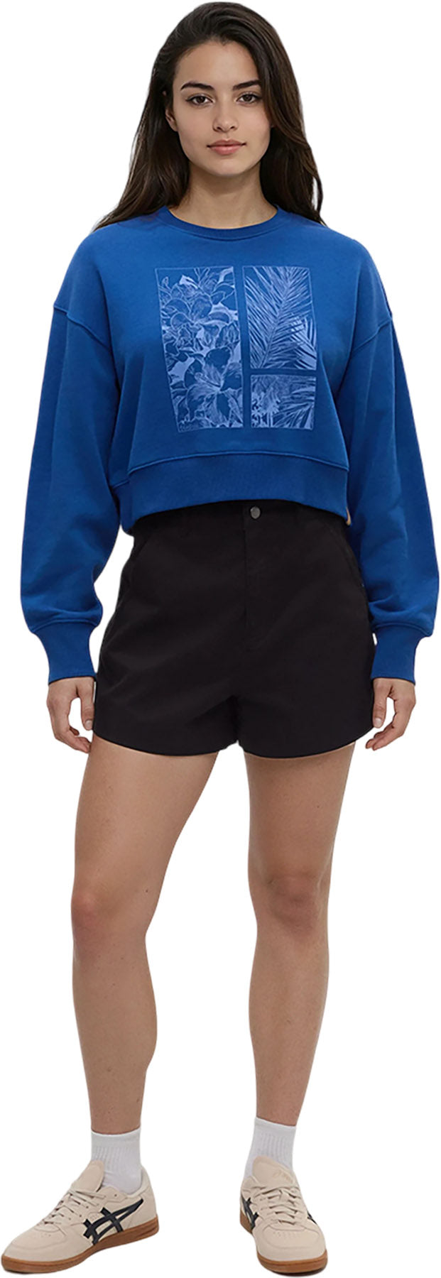 Framed Haitian Blooms Oversized Crop Crew - Women's