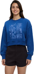 Framed Haitian Blooms Oversized Crop Crew - Women's