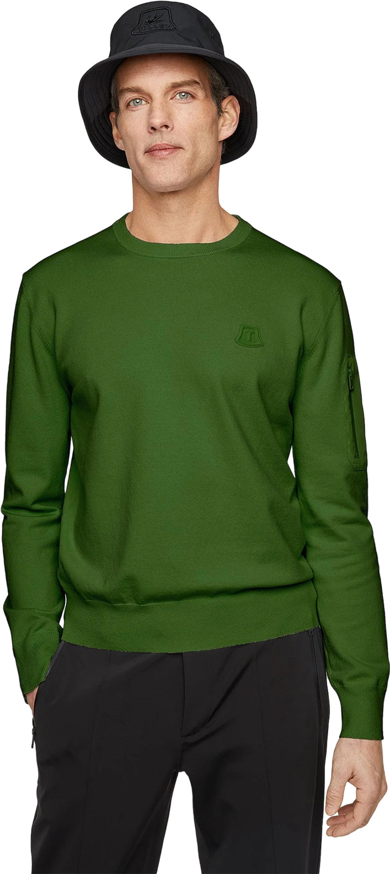 Cotton Pocket Crew Neck Sweater - Men's