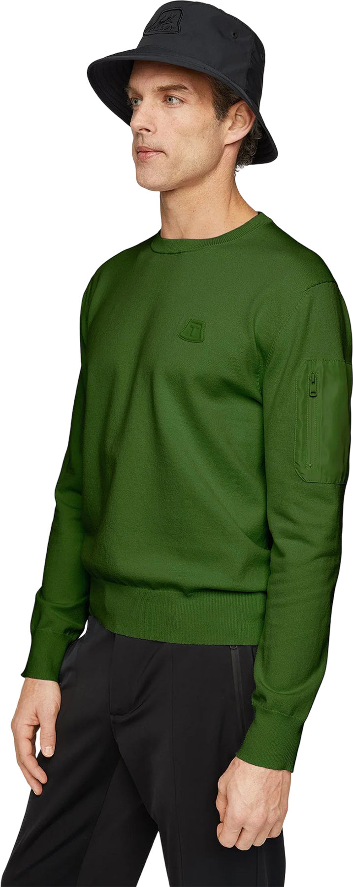 Cotton Pocket Crew Neck Sweater - Men's